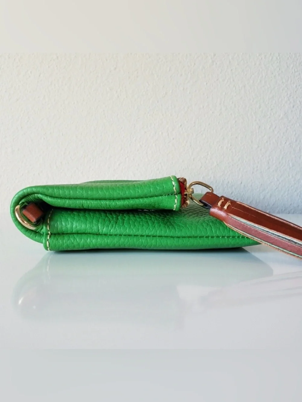 NWT Dooney & Bourke Florentine Foldover Zip Crossbody Bag in Kelly Green NWT